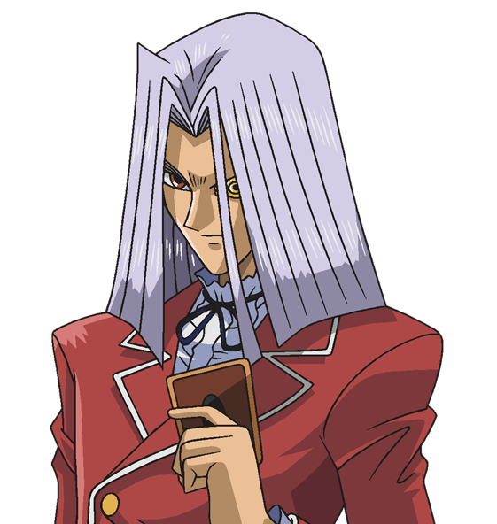 Em uma vibrante exibição de cores e ação, a imagem retrata uma cena cativante do mundo de Yu-Gi-Oh. O ponto focal da imagem é um deslumbrante personagem de anime vestindo um elegante terno vermelho. Segurando um celular na mão, eles exalam uma aura de confiança e determinação. Com uma impressionante juba de cabelos longos fluindo atrás deles, este personagem é uma verdadeira representação do estilo de anime. Seus marcantes olhos roxos adicionam um elemento de intriga e mistério à sua persona. O personagem fica em meio a um cenário vibrante, com cores ousadas e detalhes intricados dando vida ao mundo de Yu-Gi-Oh.